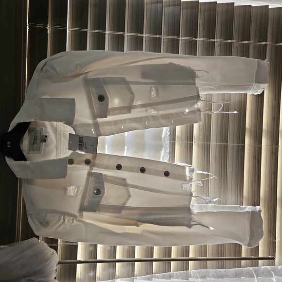 Forever 21 Denim Jacket Off White/White - Picture 3 of 4